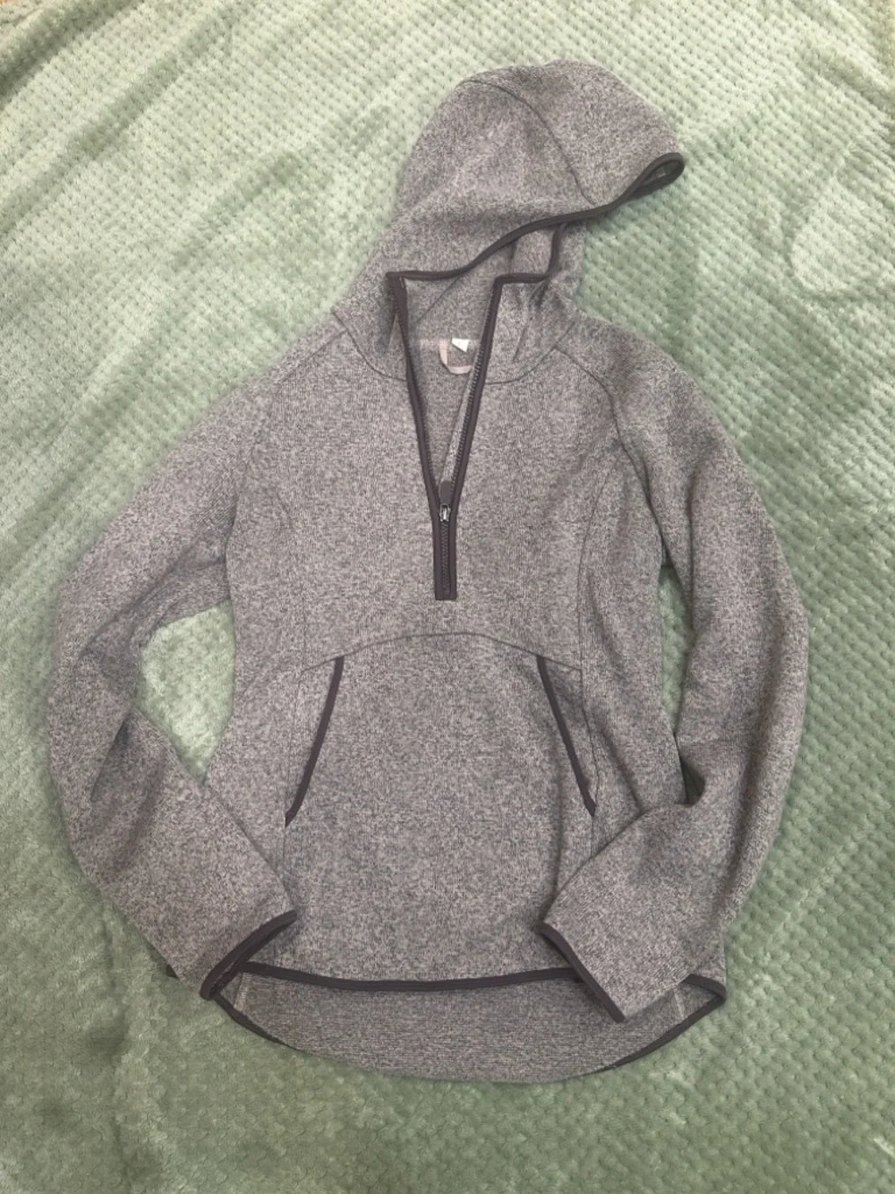 Lululemon fleece and thank you half zip hooded pullover heather smoky blush sz 6